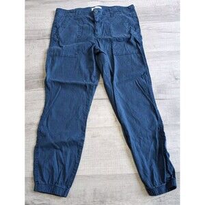 Level 99 Pants Women's Size 31 Izzy Patch Pocket Cuff Navy Blue Joggers